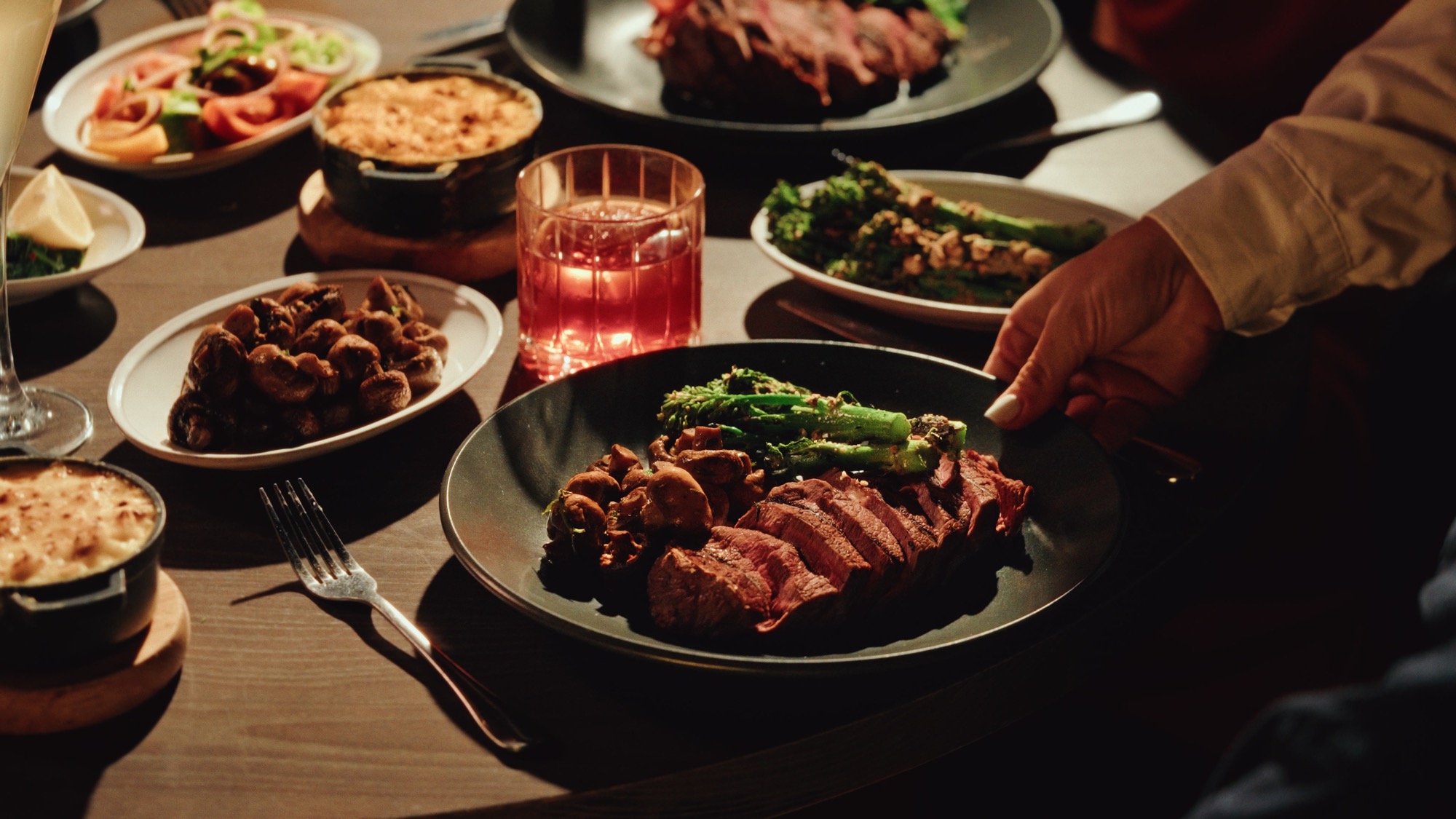 Ancho ribeye being served